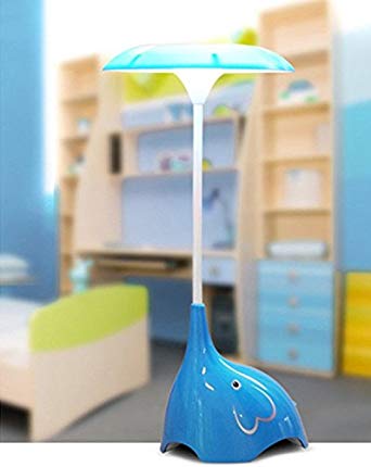 Cute Elephant Dimmable Night Light Rechargeable Table Lamp 3-Level Brightness Lamp Flexible Gooseneck Desk Light For Children Kids Blue LZG