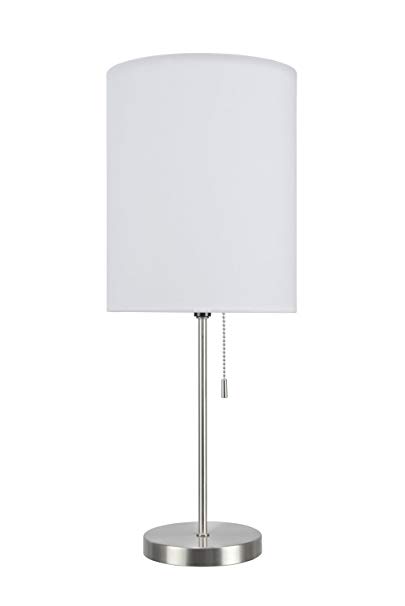 Aspen Creative 40083-1 1-Pack Set-1 Light Candlestick Table Lamp, Contemporary Design in Satin Nickel, 19 1/2