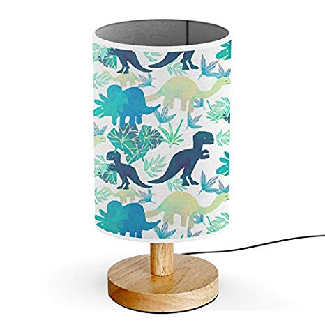 ArtLights - Wood Base Decoration Desk / Table / Bedside Lamp [ Watercolor T-Rex Others Dinosaurs ]