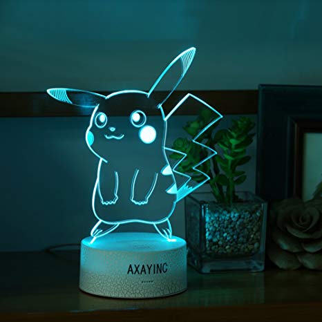 AXAYINC 3D Night Light LED Illusion Desk Table Lamp 7 Colors Change USB Cable Touch Button Christmas Birthday Gift Kids Toy MW (PKQ)