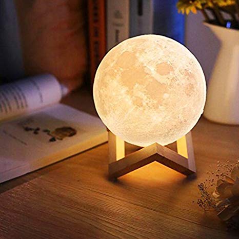 3D Printing Moon Lamp Christmas Decorations for Home Luminaria USB Touch Lamp Night Light Led bedside lamp Brightness Two Color Change Bedside Lamps (10cm)
