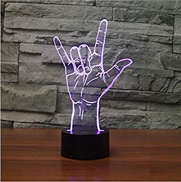 3D I Love You Sign Night Light 7 Color Change LED Table Desk Lamp Acrylic Flat ABS Base USB Charger...