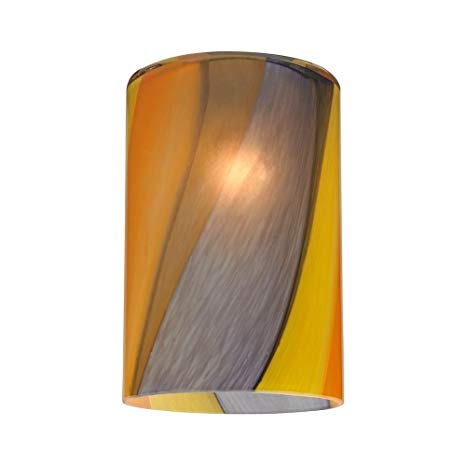 Cylinder Art Glass Shade with Diagonal Stripes - Lipless with 1-5/8-Inch Fitter