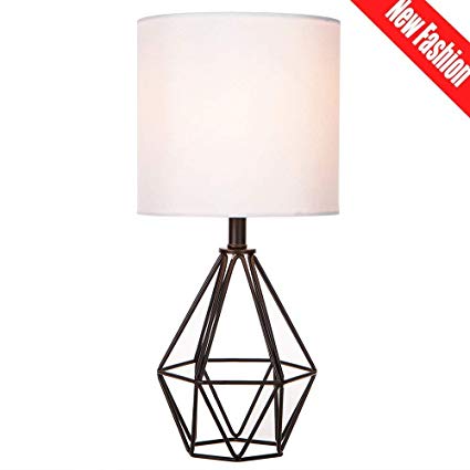 Cotulin Mini Delicate Design Hollowed Out Black Base Bedroom Living Room Study Room Side Table Lamp, With Black Base and White Shade
