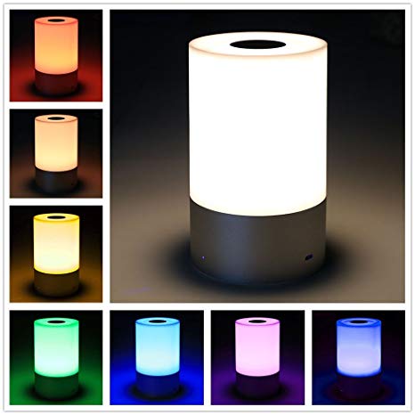 Sensor Table Lamp,Bedside Touch Lamps Dimmable Nightstand Small Table Lamp Warm White Light & Color Changing RGB for Bedrooms