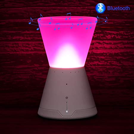 Touch Bedside Lamp,AWON Table Lamp+Portable Wireless Bluetooth Speaker with Rotating Switch, Best New Year Gift for Teens Girl and Kids Children (White)