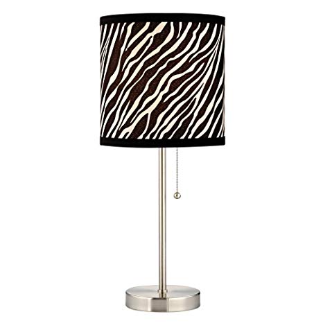 Pull-Chain Table Lamp with Zebra Drum Shade