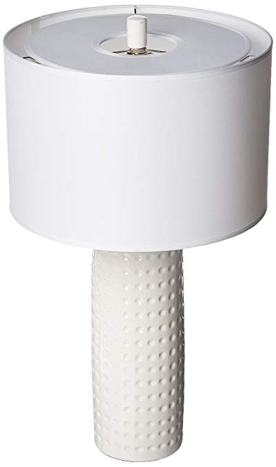 Lite Source LS-21979WHT Table Lamp with White Fabric Shades, 24.5