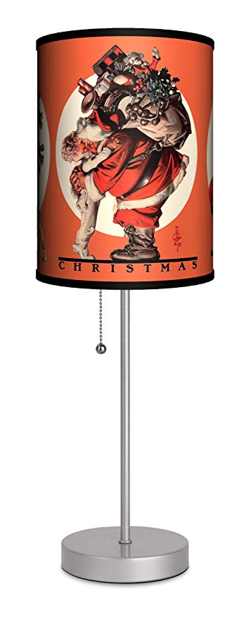 Lamp-In-A-Box SPS-SEP Saturday Evening Post Christmas Santas Sport Silver Lamp, 7