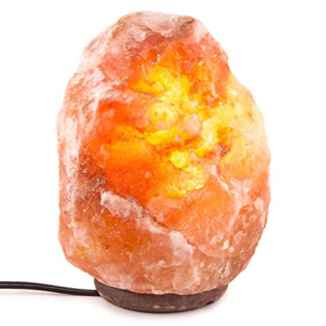INVITING HOMES 6-7 lbs, 6 to 8 inch Himalayan Natural Salt Lamp On Wooden Base with Bulb and Cord