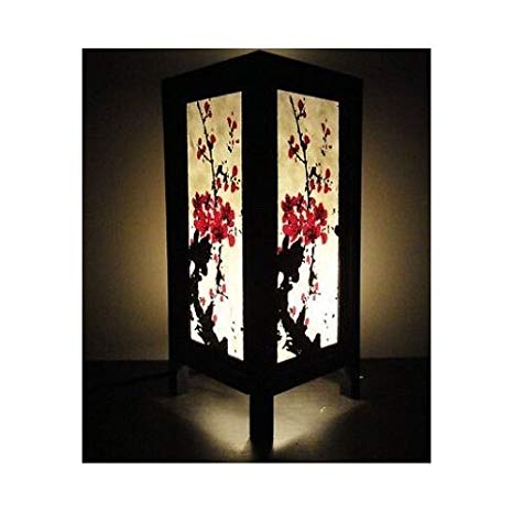 Thai Vintage Handmade ASIAN Oriental Japanese Sakura Cherry Blossom Tree Branch Art Bedside Table Lamp