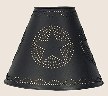 Punched Star Tin Clamp On Lamp Shade in Black