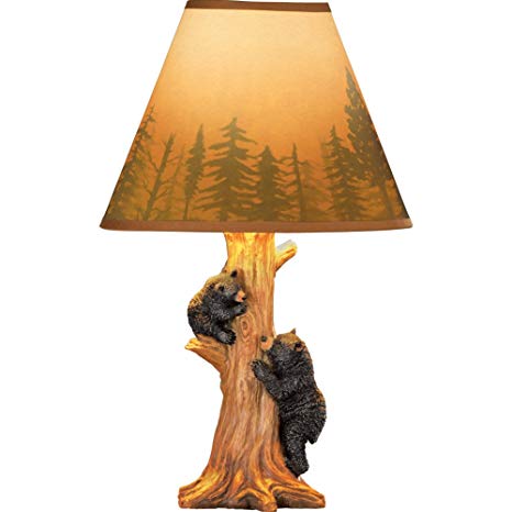 Collections Etc Rustic Climbing Bear Family Northwoods Lamp,14 3/4