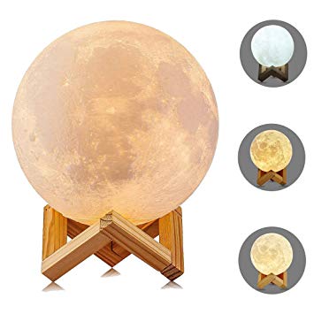 Moon Lamp for Kids, 3D Printing Moon Light, 5.9 inch Moon Surface Light, 3 Colors Dimmable with Tap Control,...