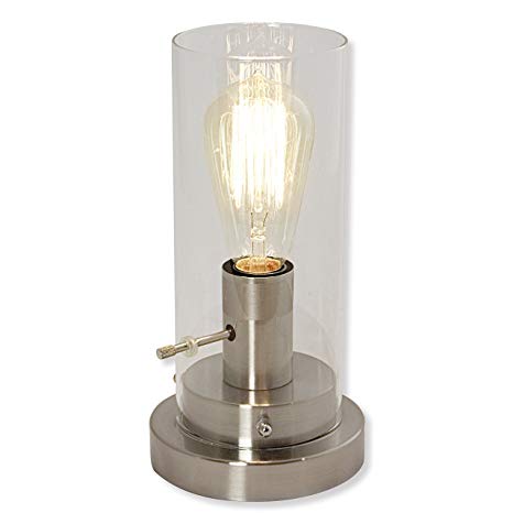 Light Accents Table Lamp Antique Style with Vintage Edison Bulb (Brushed Nickel)