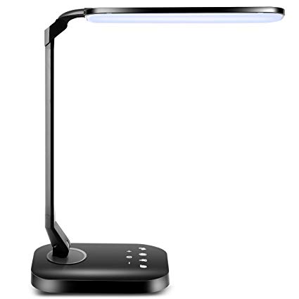 TomCare LED Desk Lamp with USB Charging Port 15W Dimmable Desk Lamp Flexible Table Lamps Office Lamp Reading Lamp 4 Lighting Modes 5-Level Brightness Touch Control Memory Function for Office Home