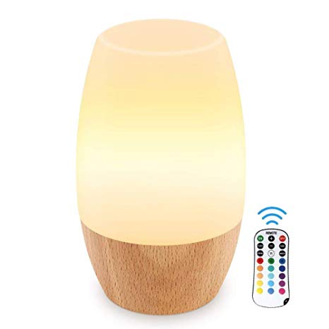 ANGTUO LED Night Light, Silicone Baby Table Bedside Night Light with Remote for Bedrooms, Cute Infant Toddler Kids Cool Color Changing Brightness Adjustment Nursery Breastfeed Lamp, US Plug.