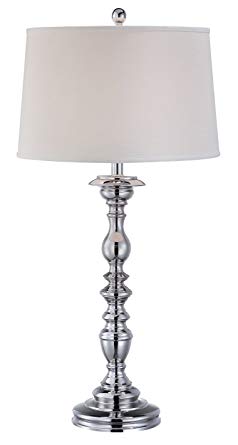 Lite Source LS-21842 Euclid Table Lamp, White Fabric Shade, 18.25