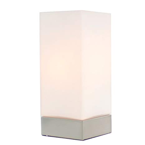 Touch Lamps Bedside 4 Stage 9”H Chrome Table Desk Light Square Glass White Shade (Sqaure Glass White Shade)