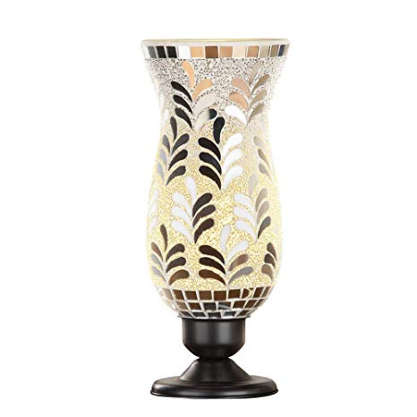 Collections Etc Silver Mosaic Hurricane Table Lamp