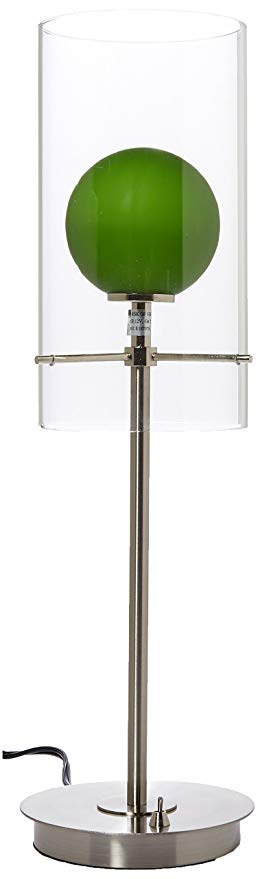Lite Source LS-2149PS/L/GRN Burst Double Glass Table Lamp, Polished Steel with Light Green Inner Glass Shade