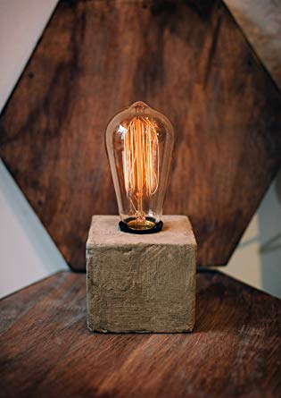 Concrete Lamp Shape Combine With Edison Light Bulb - Rustic Industrial Minimal Style - Cafe Shop Home Decor - Free Bulb Included