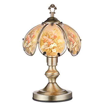 OK Lighting OK-603AB-HC9 14.25-Inch Touch Lamp with Hummingbird Theme, Antique Bronze